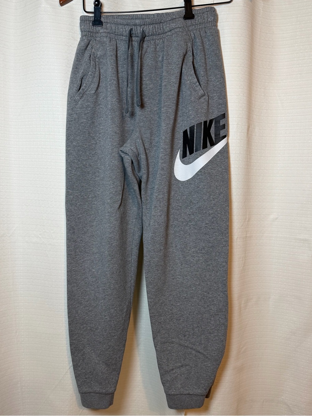 Nike Gray Logo Joggers with White Swoosh